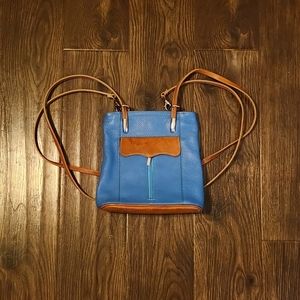 Striking Blue Leather Backpack Purse